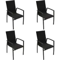 Degamo Gartenstuhl Gartensessel Stapelsessel FARO, Aluminium anthrazit + Kunstgewebe gepolstert schwarz, 4 Stück