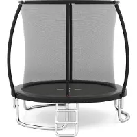 Costway Ø244cm Trampolin Outdoor, Gartentrampolin rund mit Leiter, Sicherheitsnetz, Randabdeckung&Metallrahmen, Kindertrampolin für Kinder&Erwachsene