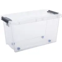PLAST TEAM Vertriebs GmbH plast team Aufbewahrungsbox PROBOX mit Rollen 70 Liter transparent