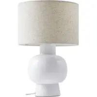 LINDBY Tischleuchte Arved, weiß, Textil, Keramik, 46 cm
