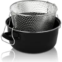 Karl Krueger Karl Krüger PF24 Pommes Frites Topf emailliert, schwarz, 24 cm