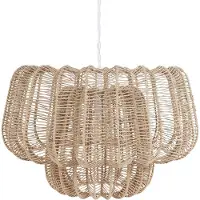 Beliani Hängelampe Beige aus Papierseil Modern Boho Wohnzimmer Esszimmer Beleuchtung