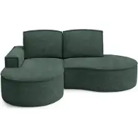 Bettso FLOW Ecksofa mit abgerundeten Seiten mit Kissen grün in Abriamo Stoff Links