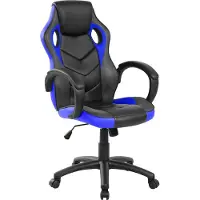 Dmora Gaming-Stühl Caloundra, Gaming-Sessel für Erwachsene, Schreibtischstuhl, 66x61h104/114 cm, Schwarz und Blau
