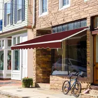 Costway Markise mit Kurbel 300x250cm Sonnenmarkise Sonnenschutz, Gelenkarmmarkise Terrassenmarkise für Balkon & Veranda Weinrot