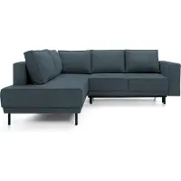 Selsey Ecksofa Rodario mit Schlaffunktion, Easy-Clean-Veloursbezug in Dunkelblau, linksseitig