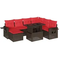 Syfax 8-teiliges Gartensofa-Set mit Kissen, braun, Polyrattan