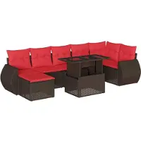 Syfax 8-teiliges Gartensofa-Set mit Kissen, braun, Polyrattan