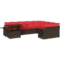 Syfax 10-teiliges Gartensofa-Set mit Kissen, braun, Polyrattan