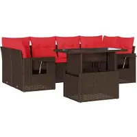 Syfax 7-teiliges Gartensofa-Set mit Kissen, braun, Polyrattan
