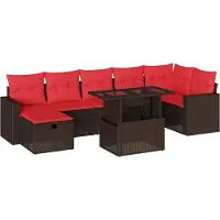 Syfax 8-teiliges Gartensofa-Set mit Kissen, braun, Polyrattan