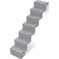 REKU Treppe ELEGANZ 80 Randbefestigung 6-stufig für Universal-Einbau aus Polyester, Farbe:Silbergrau