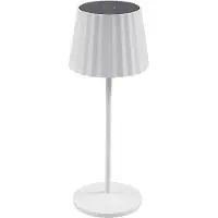 LINDBY LED-Akku-Tischleuchte Esali, weiß, Rillen, 29cm
