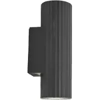 LINDBY Wandleuchte Christa, anthrazit, Beton, 25cm, Riffel