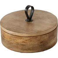 Boltze Runde Box KABIR, Mangoholz, Ø 19 cm