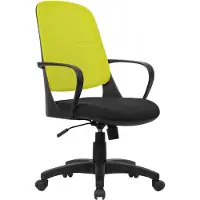 Dmora Bürostuhl Dbink, Mesh-Arbeitsstuhl mit Armlehnen, Ergonomischer Bürositz, 61x60h99/108 cm, Schwarz und Gelb