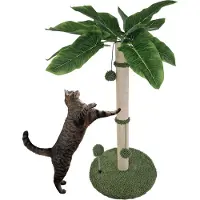 Baumarktplus Kratzbaum Palme 85 cm Höhe mit Frottee & Sisal Kratzsäule zum Krallen wetzen Spielen Klettern