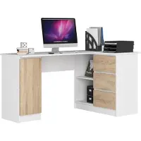 Akord Furniture Factory IP0PBIUB20BIASON, Ecke, Matt, Weiß, Eichenfarben, 3 Schublade(n), 850 mm, 1550 mm