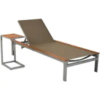 Merxx Gartenliege "Naxos", braun (silber), Gartenliegen, Gartenliege, Applikationen aus Akazienholz, inkl. Beistelltisch