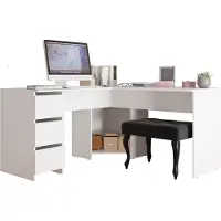 Mirjan 24 Eckschreibtisch Fotyn, Schreibtisch L-Form, Ecktisch vom Hersteller, Jungenzimmer (Farbe: Weiß)