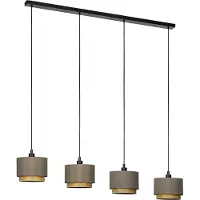 Eglo Pendelleuchte Esstisch Marchena, 4-flammige Hängelampe für Wohnzimmer und Esszimmer, Esszimmerlampe aus Textil, Lampe hängend mit E27