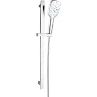 Marwell Duschsystem Handbrause-Set QUATTRO II in Chrom - 150x9,3cm - Duschsystem mit stufenlos verstellbarem Stangengleiter