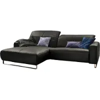 KAWOLA Sofa YORK Leder Life-line fango Rec links Fuß Metall Chrom matt