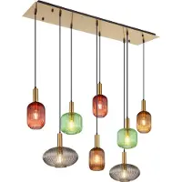 Globo Hängeleuchte Normy, Länge 125 cm, bunt, Glas, 8-flg.