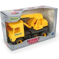 Wader MIDDLE TRUCK Kran gelb-schwarz im Schaukarton