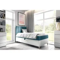 Fun-Möbel Boxspringbett Gästebett Kinderbett HELVI Nr.1 90x200cm Weiss-Türkis