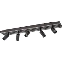 LUCANDE Tiron LED-Deckenstrahler, 5-flg., 100 cm, Eiche - , Tiron, dimmbar, Holz, für Wohnzimmer, Holz, Modern