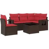 Syfax 6-teiliges Gartensofa-Set mit Kissen, braun, Polyrattan