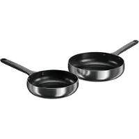 Berghoff Home Bratpfannenset 2 teilig Edelstahl 20 und 24 cm, Antihaft, PTFE frei, Smokey Black