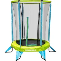 HomeShopXL Kindertrampolin mit Sicherheitsnetz - 140 cm - Mini-Trampolin für drinnen und draußen - Fitness-Trampolin mit Netz - Rundes Gartentrampolin - Spielgerät für drinnen und draußen - Schwarz/Blau [56335]
