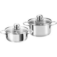 KOPF Mini Topfset Parvus (Edelstahl, 2-teilig, 14 + 14 cm, inkl. Glasdeckel, Induktion)