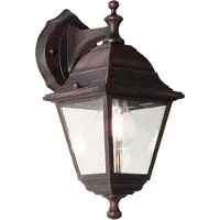 Brilliant hängende rostfarbende Außenwandleuchte Nissie | Landhausstil | mit geeignetem Leuchtmittel dimmbar | 1x E27 Fassung max. 60 Watt | Metall/Glas | IP44