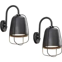 Konstsmide 2er-Set Außenwandleuchten Wandstrahler PERUGIA, Aluminium schwarz, E27, IP44