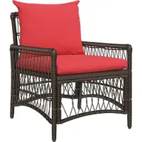 Syfax Gartenstuhl aus Poly-Rattan Braun 73x61x77 cm mit wetterfestem Kissen, UV-beständig und Stahlrahmen