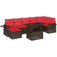 Syfax 8-teiliges Gartensofa-Set mit Kissen, braun, Polyrattan