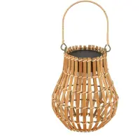 LINDBY LED-Solar-Terrassenleuchte Amaria, Bambus, Ø 18 cm