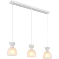 Globo Lighting Hängeleuchte Metall weiß matt, Glas opal, Kabel PVC weiß, Höhe kürzbar, LxBxH: 650x130x1200mm, exkl. 3x E14 40W 230V