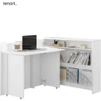 Sonstiges Klappbarer Schreibtisch Lenart WORK CONCEPT CW-01L (Linke) WEIß MATT Ausziehbarer Computertisch auf Rollen, Regale, Büroschreibtisch, Eckschreibtisch, Freistehender Schreibtisch