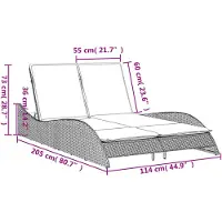 vidaXL Sonnenliege mit Auflagen Beige 114x205x73 cm Poly Rattan
