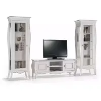 AEA Wohnwand TV-Ständer 2x Vitrine Regal Luxus Wohnzimmer Weiß Anbauwand