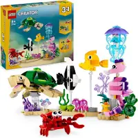 LEGO Creator 3in1 Meerestiere Set mit Oktopus und Tintenfisch oder Schildkröte, Krabbe und Seepferdchen, Meerestiere-Spielzeug mit Tierfiguren für Kinder, Geschenk für 8-jährige Jungs & Mädchen 31158