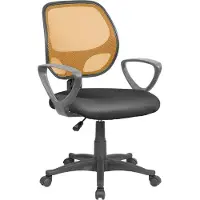 Dmora Bürostuhl Ddjidj, Mesh-Arbeitsstuhl mit Armlehnen, Ergonomischer Bürositz, 56x57h88/100 cm, Schwarz und Orange