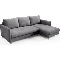 Bettso Grau Schlafecksofa Bequemes Ecksofa BELIS BOUCLE gepolstert mit weichem Stoff