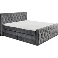 ED EXCITING DESIGN "CASHFIELD, Doppelbett mit Bettkasten und Taschenfederkernmatratze H3" mit 6cm Kaltschaum-Topper mit Klimaband, Microvelours-Bezug