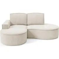 Bettso FLOW Ecksofa mit abgerundeten Seiten mit Kissen hellbeige in Curio Stoff Links