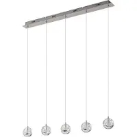 LUCANDE LED-Pendellampe Hayley, 96 cm, 5-flg., chrom, Glas
